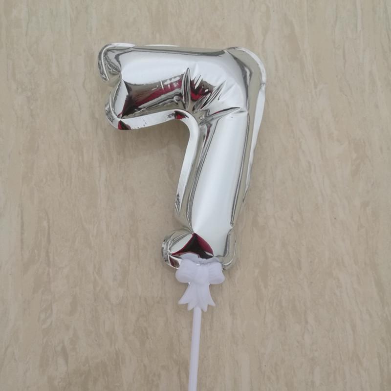 Balon din aluminiu auto-gonflabil de 14 cm cu număr, decor pentru tort, petrecere de aniversare 0-9 inserție.