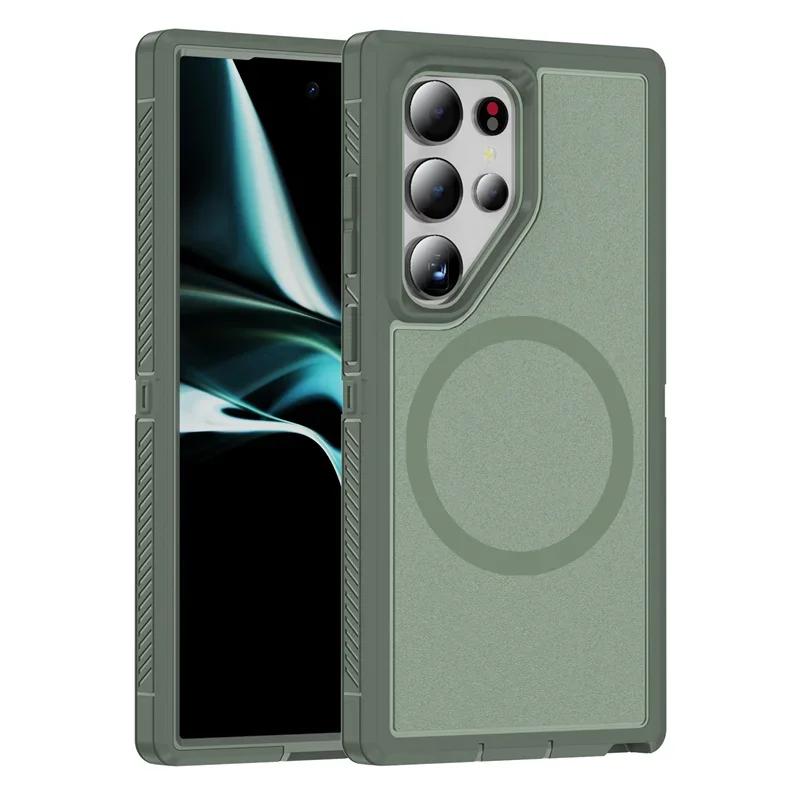 

Прочный ударопрочный чехол Magsafe для телефона Samsung Galaxy S24 Ultra S23 FE S22 Plus с магнитной беспроводной зарядкой и жесткой задней крышкой For S24 Plus