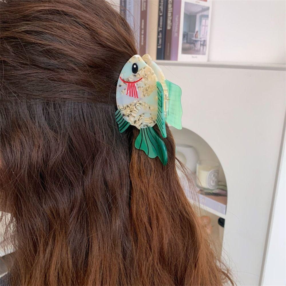 Goldfish Acetate Ocean Animal Hair Claw Colorful Acetic Acid Hairpin Sweet Fish Grab Clip  Vacation