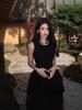 Chic Waist-Cinched French Style Little Black Dress for Women - Elegant Birthday Gift Short Skirt