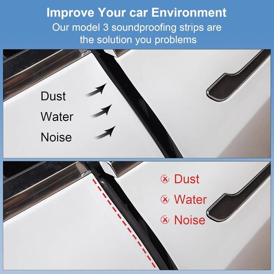 Car Weather Stripping for Tesla Model 3 Car Door Rubber Seal Strip Self Adhesive Auto Soundproofing Weatherstrip for Front Rear