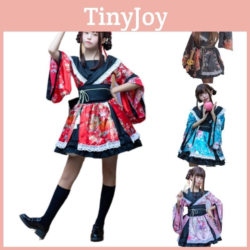 Japanese Cosplay Kimono Costume Stage Performance Outfit Girls Multiple Colors
