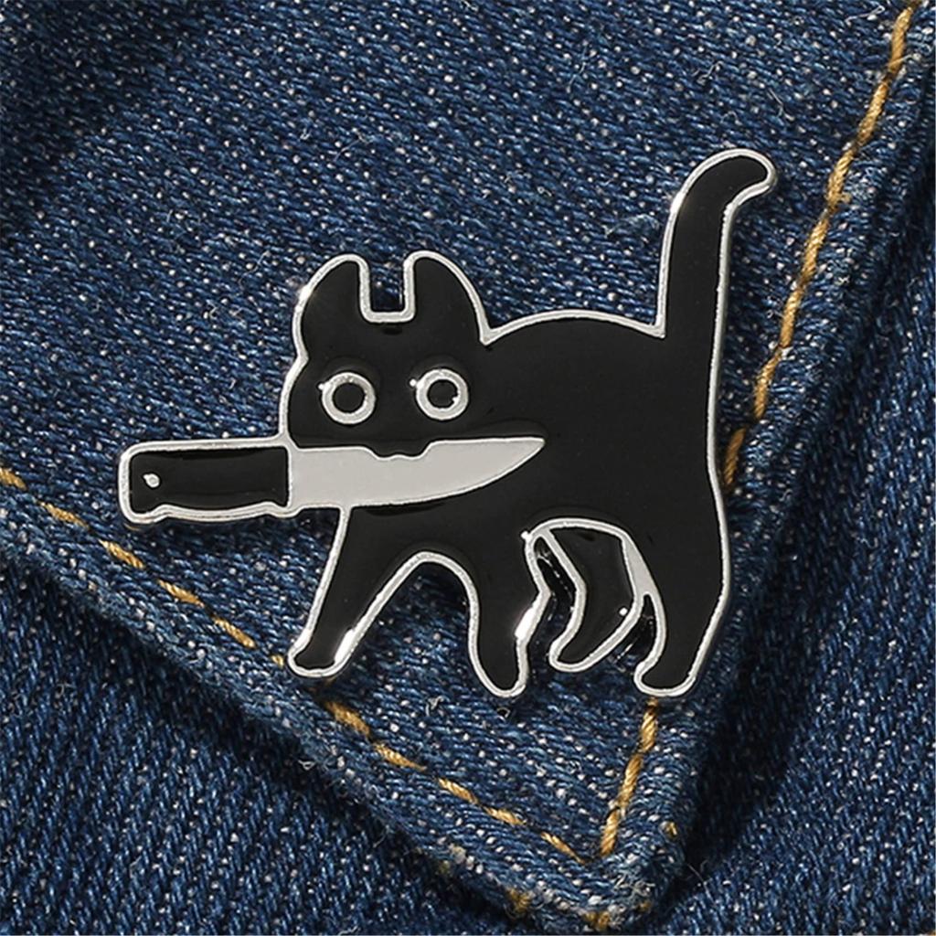 Littlepa PISIWER Enamel Cat Pin for Women Girls Pin Brooch Cat Enamel Pin Funny and Cute Cat Pin for One Rhinestone Clothes, Size, Metal,