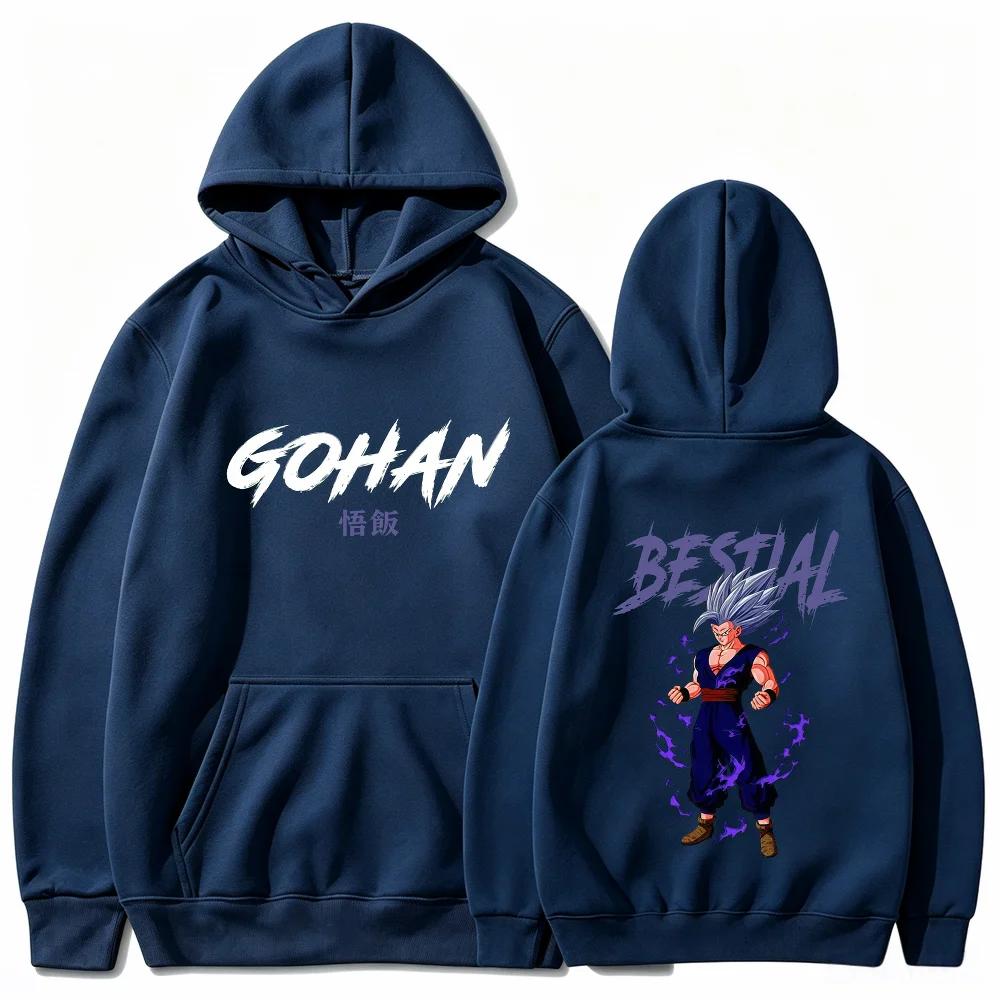 Gohan Hoodie Beast Dragon Anime Purple Lightning Aura Streetwear Aesthetic White Oversized Casual Sport Sweatshirts