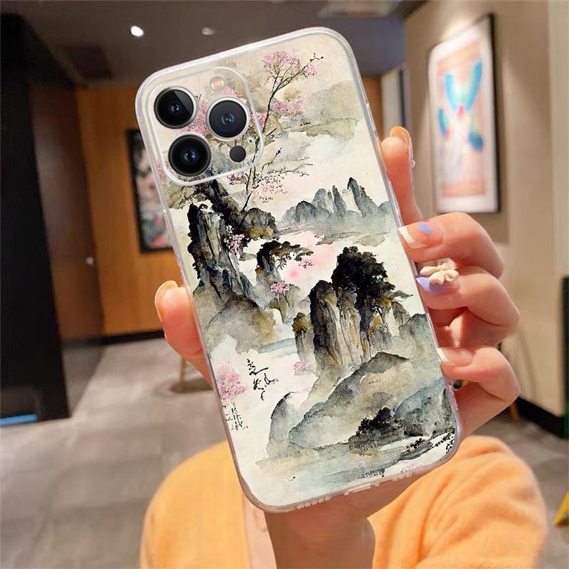 Chinese Art Landscape Painting Phone Case For iphone 17 Pro Max Air 16 15 14 13 Pro Max 15 16 Pro 15Plus