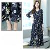 Elegant Floral Print Chiffon Dress Women's Spring Summer French Style V-neck Knee-length Fashionable Empire Waist Dresses