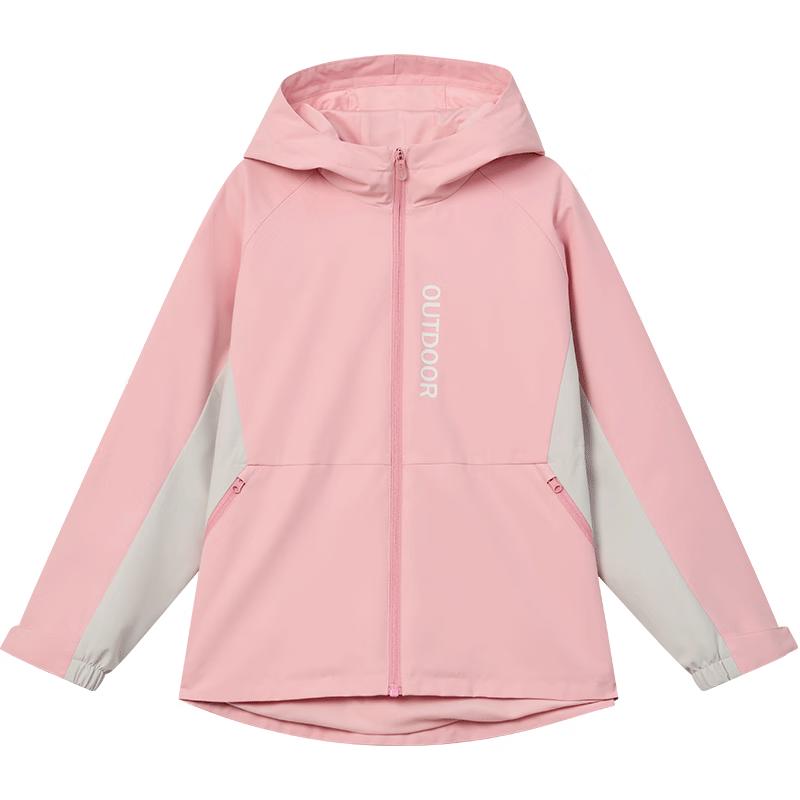ERKE Girls' Hooded Thickened Zipper Windbreaker Jacket