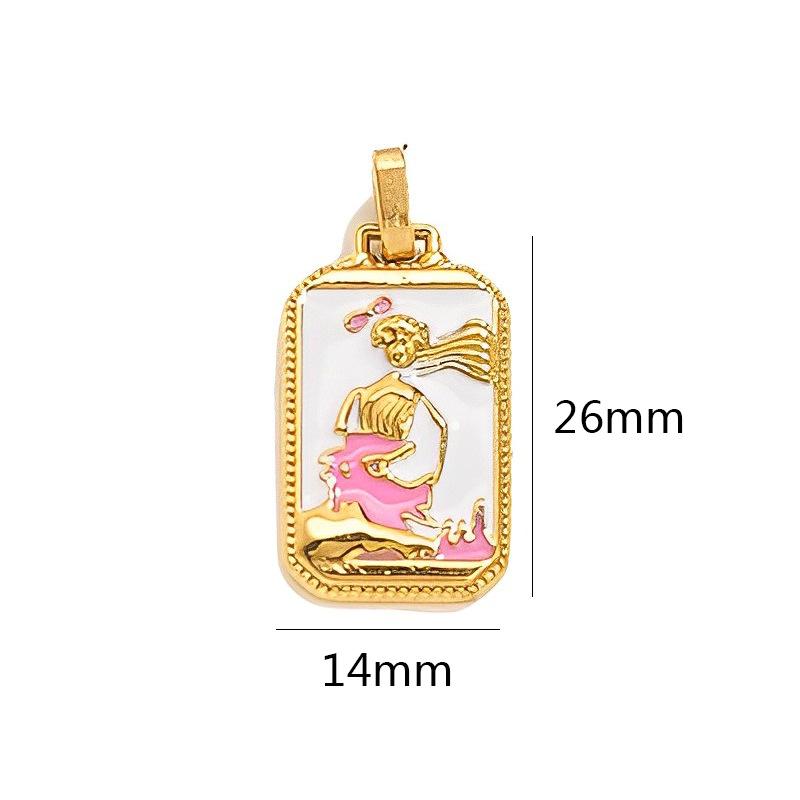 mysterious Personality Tarot card charm for women Oil-Dripping Stainless Steel Gold Color Pendant DIY Making Jewelry Accessories