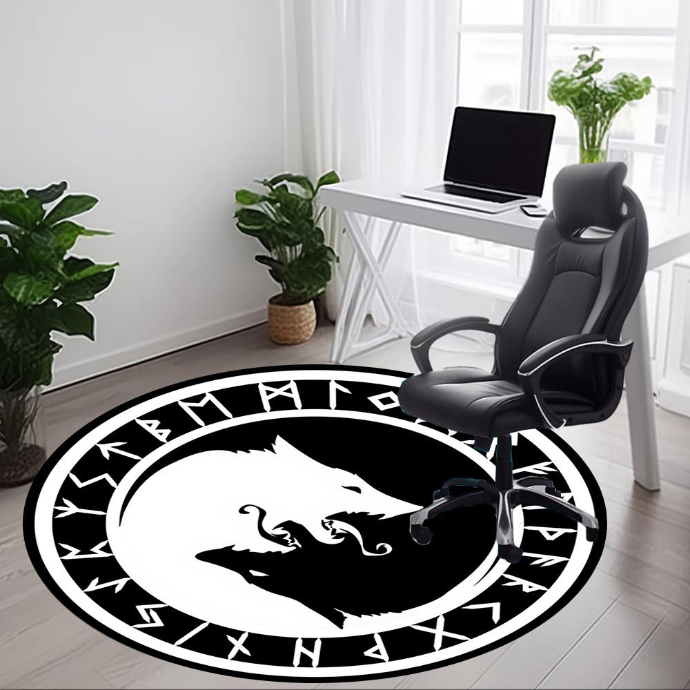 1pc Wolf Office Round Area Rug, Under Office Chairs Bedroom Living Room Home Decor, Room Deco, Available in Various Sizes