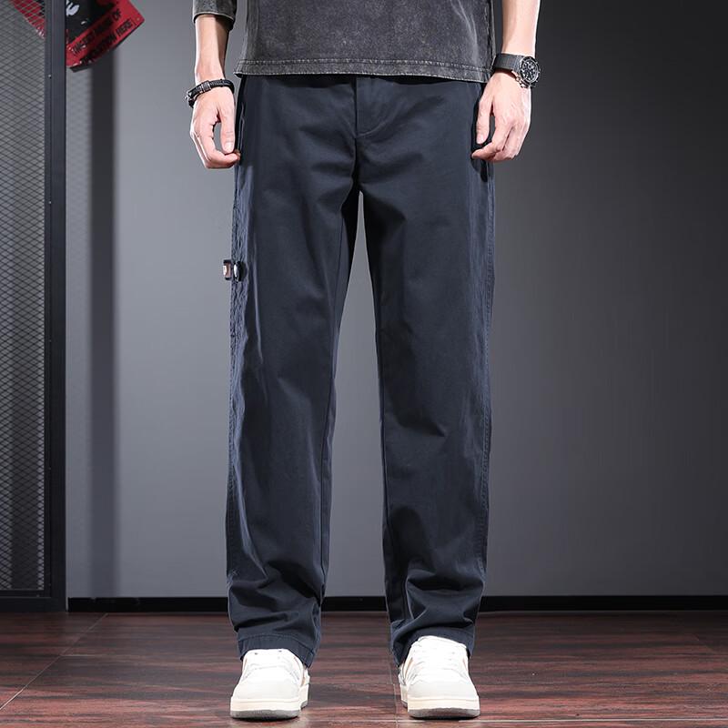 Jieluono Men's Pure Cotton Straight-Leg Casual Workwear Pants