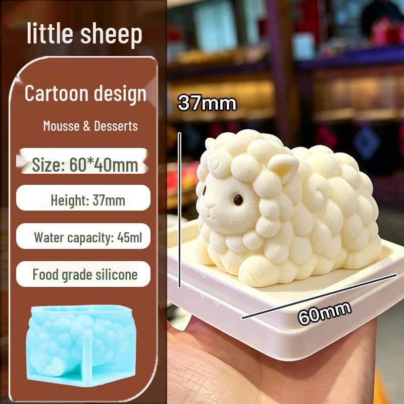 In-Stock Silicone Sheep Mousse Mold - 3D Cartoon, Food-Grade, Cute & Creative Design