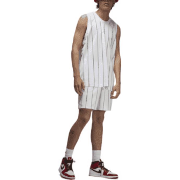 Jordan Essentials Breathable Striped Print Shorts Men Bottoms White DM1358-100