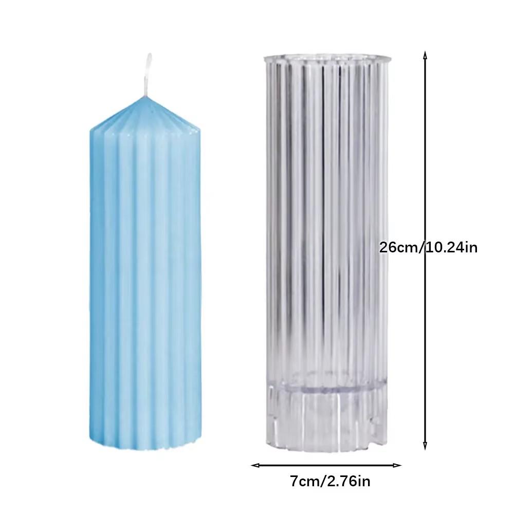 Geometry Stripe Pillar Candle Molds Plastic Column Making CandleHolder Wedding Items 3D Silicone Mold Taper Acrylic Party Supplies
