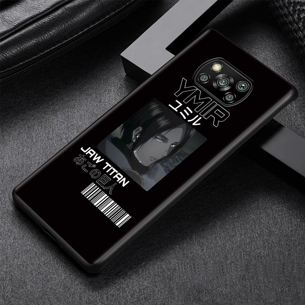 Attack On Titan Cartoon Case for Xiaomi Poco X3 NFC M3 M4 Pocophone F1 F3 Redmi Note 9s 9 8 10 Pro Black Soft Phone Cover Coque
