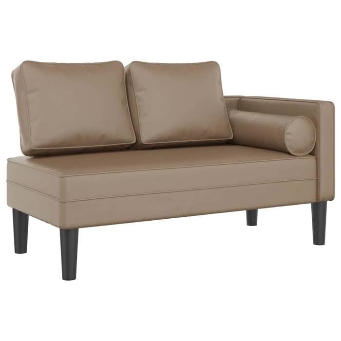 VidaXL Chaise longue avec coussins cappuccino similicuir, canapé rembourré, canapé pour chambre à coucher, canapé à 2 4007569