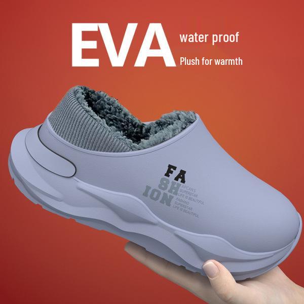 2024 Nové pánské voděodolné bavlněné pantofle s podpatkem - Protiskluzové, odolné proti nečistotám, ideální pro vnitřní/venkovní použití na podzim a v zimě.