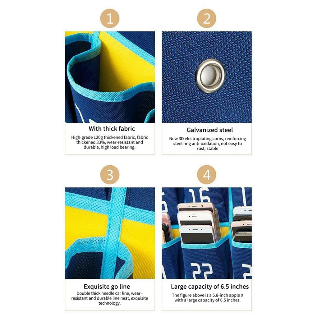 Numbered Pocket Chart Over the Door Organizer Homeschool Supplies Classroom Decor Storage Bags for Cell Phones Calculator Holder