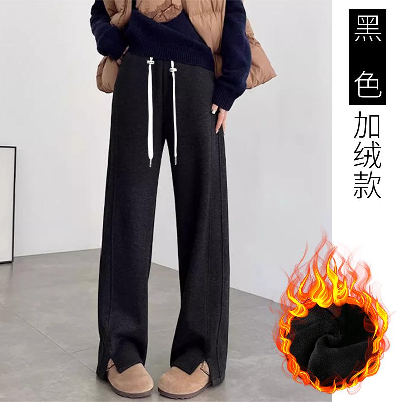 

3 брюки для беременных кашемировые на кулиске прямые брюки в елочку повседневные брюки верхняя одежда флис утолщенные широкие брюки M