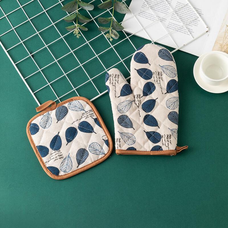 MDNG Cotton Linen Heat Resistant Oven Mitts (3-Pack)