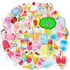 50 Macaron Cones Ice Cream Popsicles Cartoon Graffiti Stickers Easy Tear Small Handles Stickers Diary Decoration