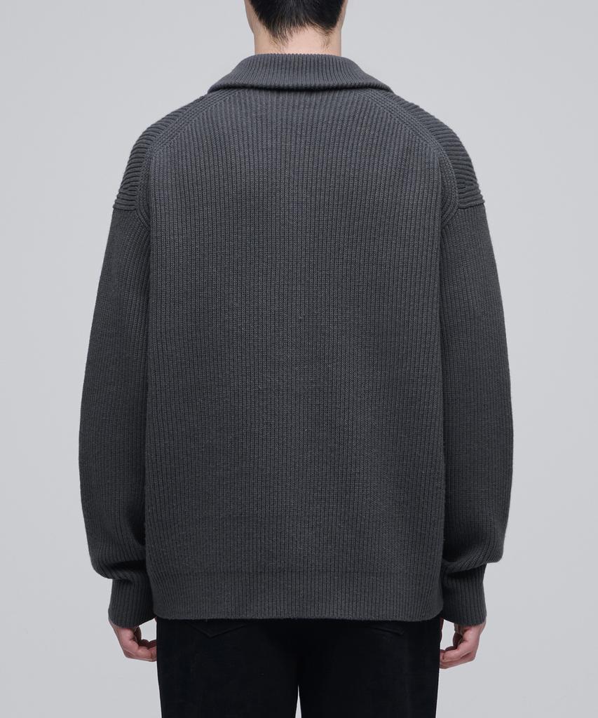 Musinsa Standard Relaxed Ribbed Knit Zip-Up [Gray]