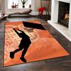 Basketball Dunk Silhouette on Orange Background Non-slip rug suitable for living room and bedroom sofas