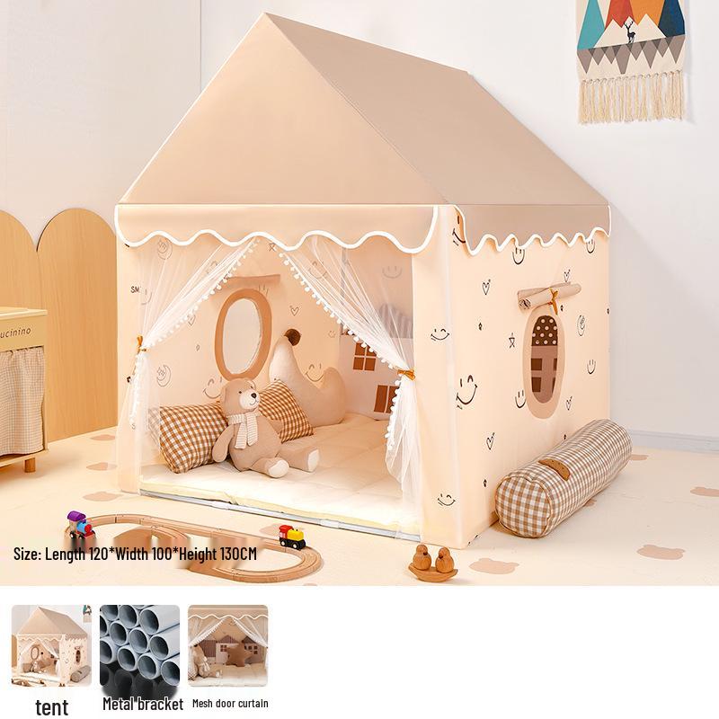 Children's Extra Long Indoor Princess Castle Tent with Mosquito Net