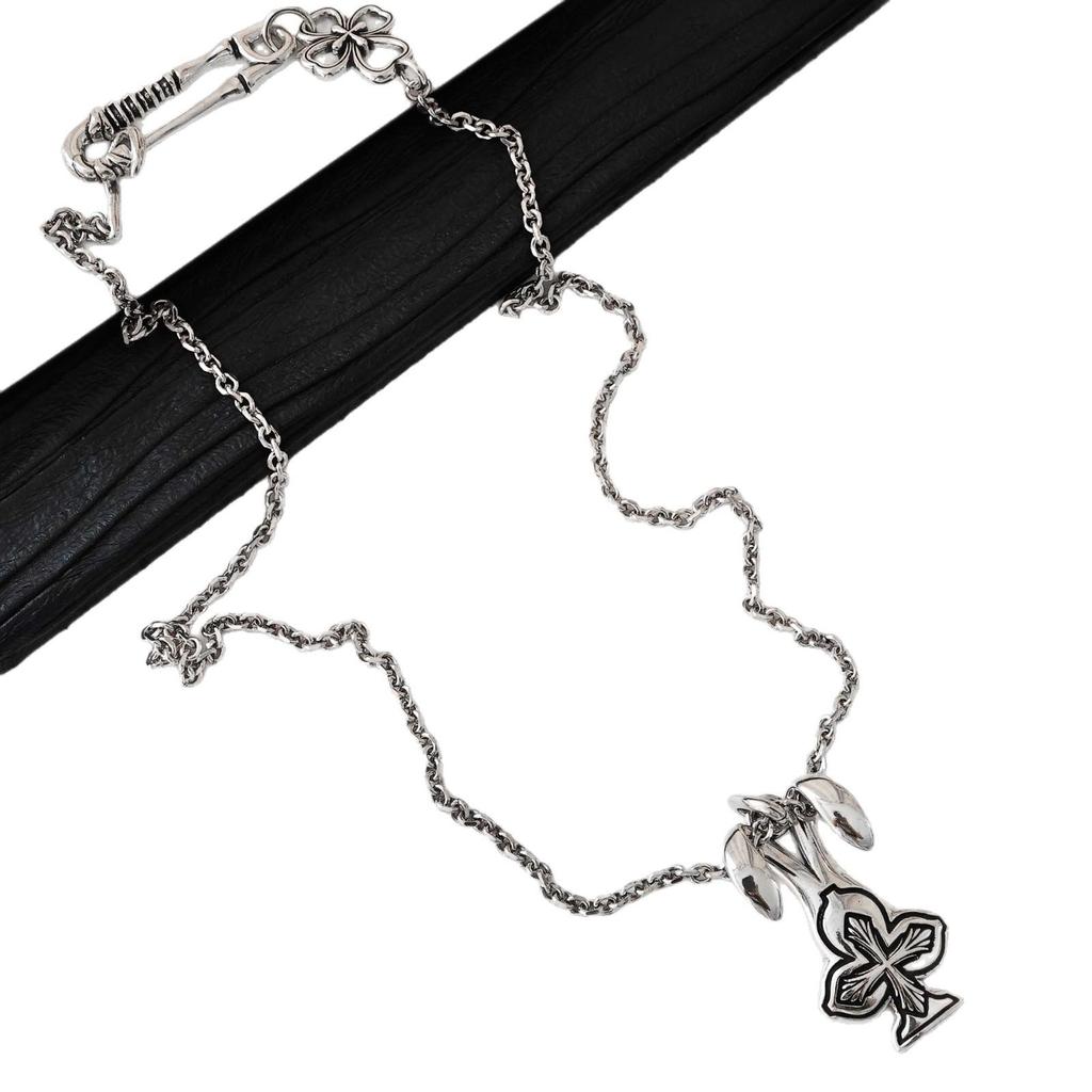 2025 Cross Flower Skull Pendant Necklace for Couples - Trendy Unisex Jewelry Chain