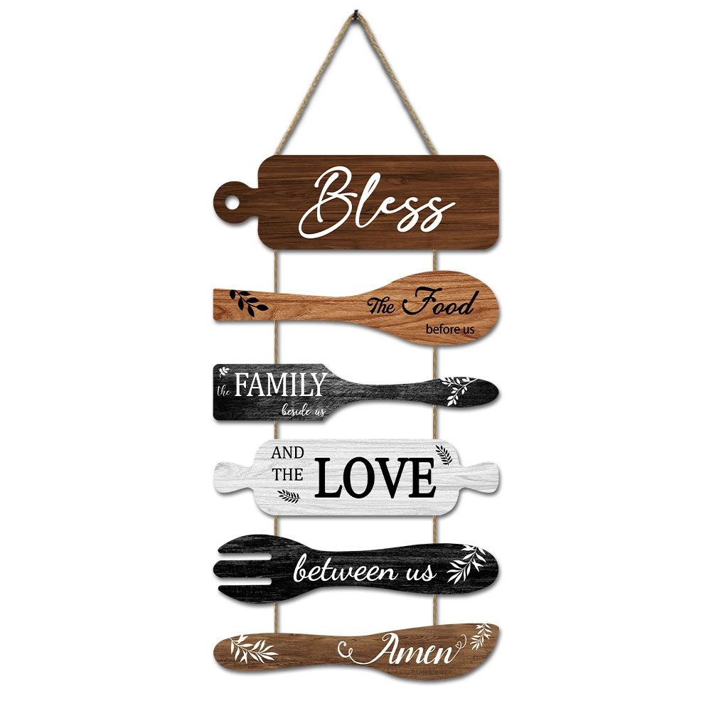 Bless The Food Before Us Wall Art Wooden Hanging Sign Large Wall Hanging Tag  Dining Room Bedroom