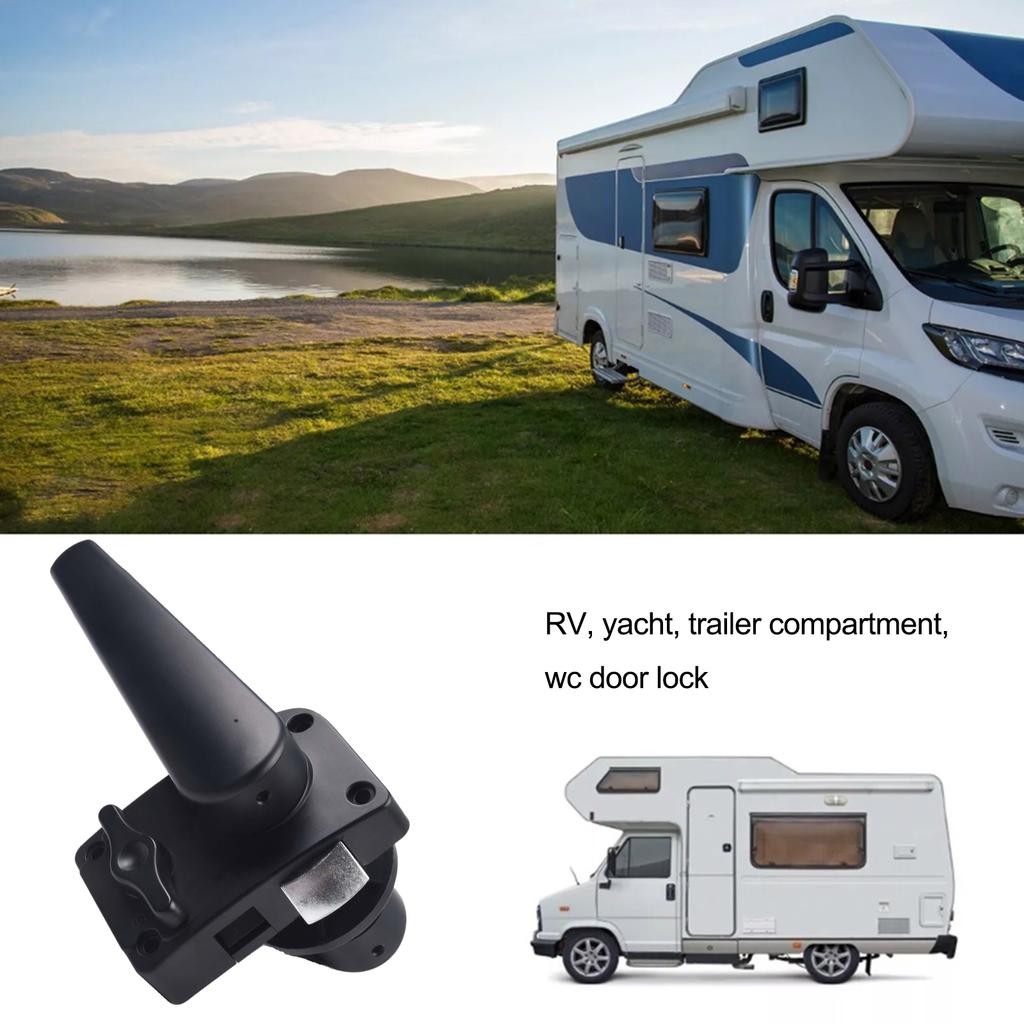 RV Toilet Door Lock Bathroom Door Lock RV Caravan Boat Latch Handle L-Type RV Toilet Door Lock Keyless Level Handle 0100935