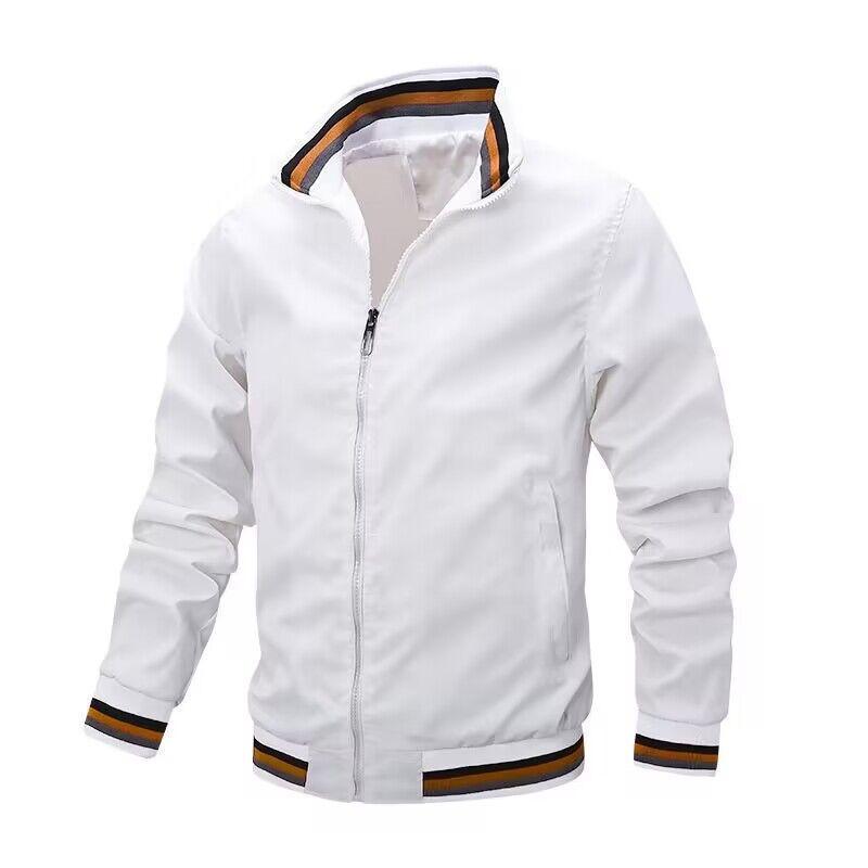 Spring and Autumn Zipper White Baseball Ordinary Youth Side Seam Socket Unhooded Casual Fit Jacket