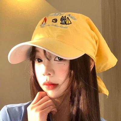 Cotton Triangle Headscarf Baseball Cap Sunshade Sunshade Baseball Cap Headscarf Baseball Hat  Girl