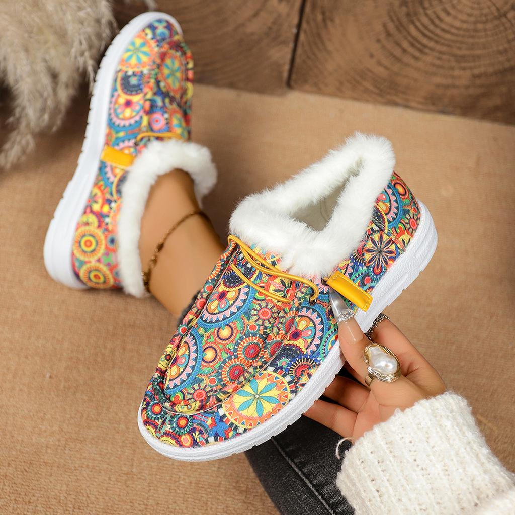 Women Snow Boots Thickened Fluff Comfortable Boots Women Casual Lace Up Warm Shoes Plus Size Thickened Cotton Shoes for Women