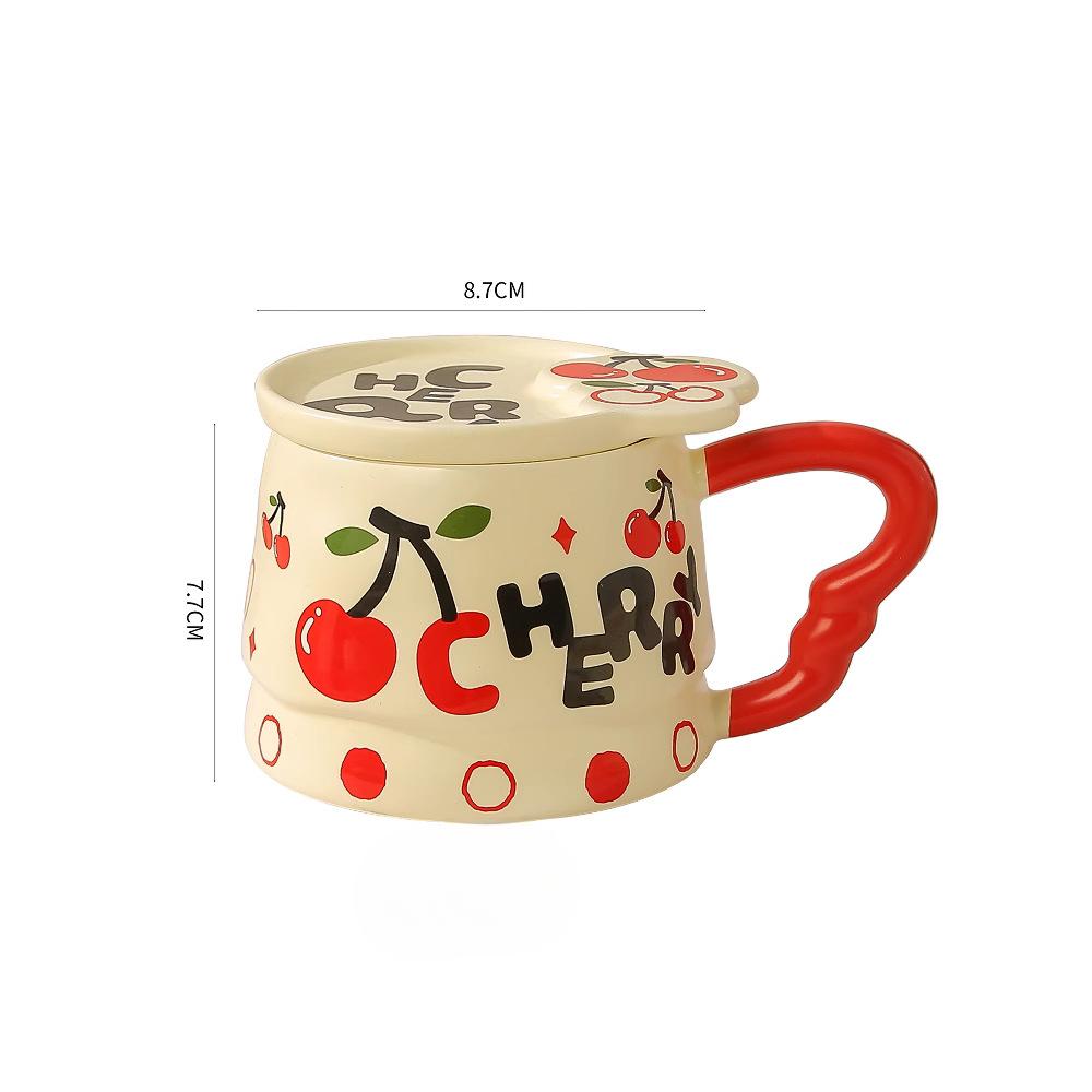 Creative and Personalized Fruit Ceramic Cup with Lid Mug with A Lid and Mug High Value Large Capacity Water Cup Office Drinking Gift