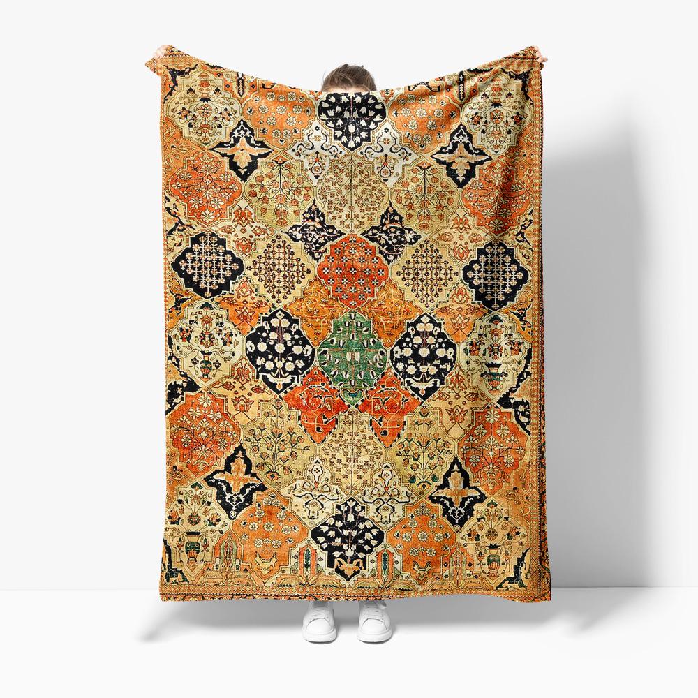 

Винтажное марокканское одеяло из фланели с принтом в виде килима, подходит для всех сезонов, для гостиной, офиса, дивана и путешествий 75x100cm (30x40inch)