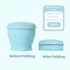 180ml Collapsible Travel Cup with Lid Stainless Steel Rim Mini Silicone Cup with Strap Lightweight Folding Water Cup Outdoor Use