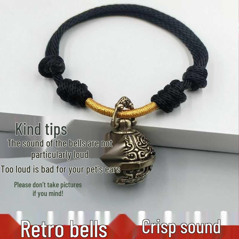 Adjustable Brass Pet Collar with Bell for Medium and Large Dogs & Cats - Teddy, Golden Retriever Necklace Accessories