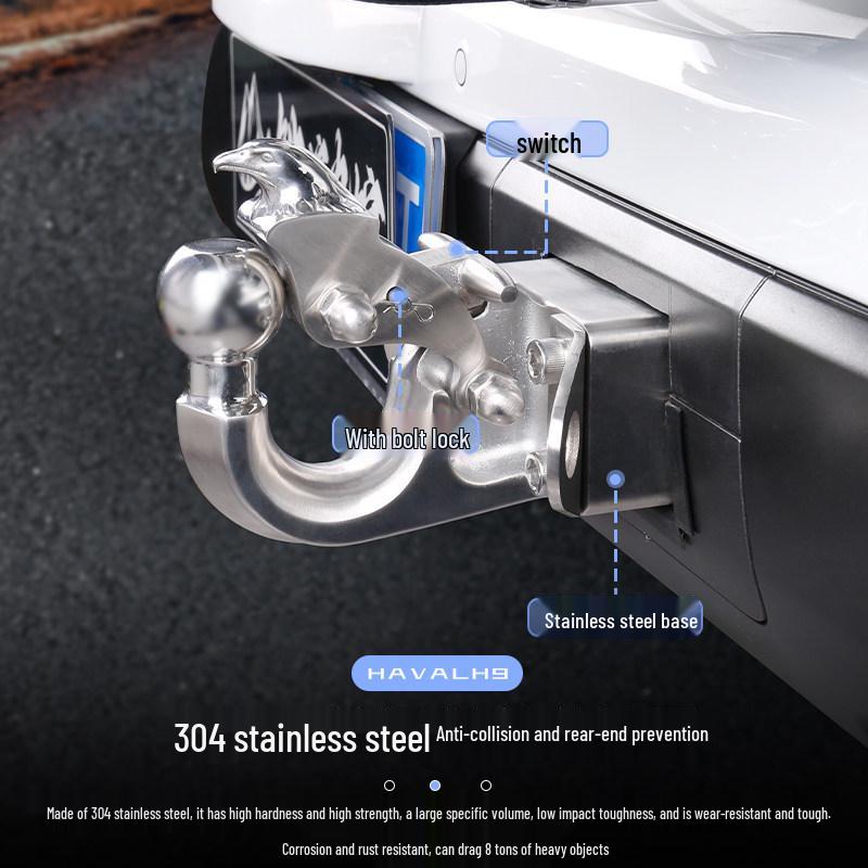 Shunyi Haval Modified Trailer Hitch Rear Stainless Steel 2nd Gen Ruffian Tiger Head Arm Hook Accessories