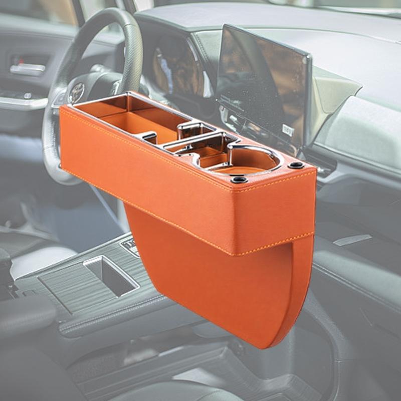 Universal Leather Vehicle Storage Solution For Driver Seat Area Works In Most Cars Stores Phone Sunglasses And Cup