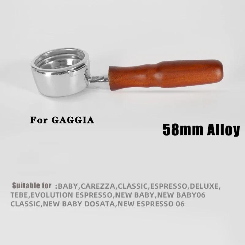 Filtro da 58 mm per Macchina da Caffè GAGGIA Portafiltro Senza Fondo per Caffè Espresso Casalingo Manico in Legno Massello Strumento Universale da Barista