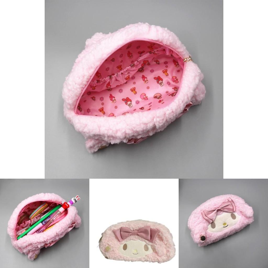 Cute Sanrio Melody Plush Pencil Bag Girl Cartoon Makeup Bag