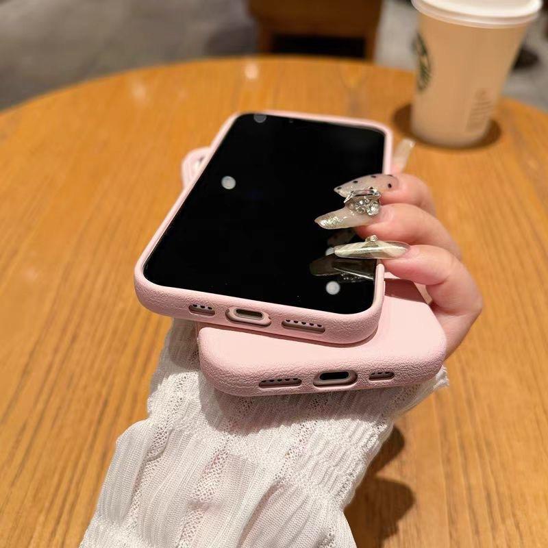 Applicable To Apple 16promax Mobile Phone Case Iphone15 13 Solid Color 14plus Leather Pattern Material 12 11 Silicone
