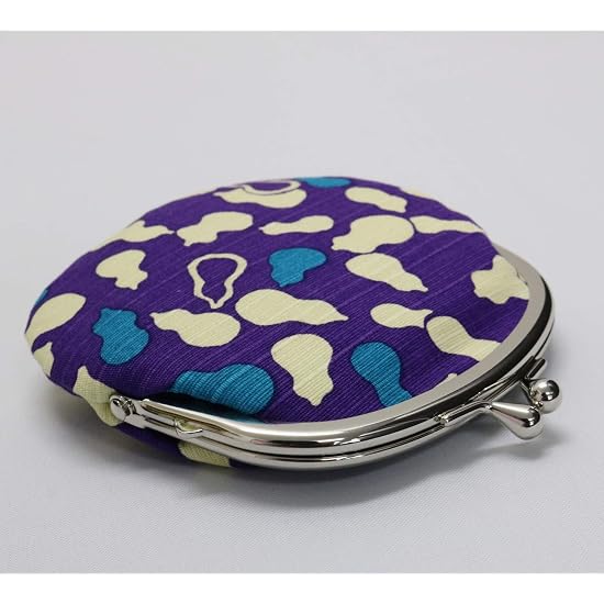 Kyoyu Made In Japan Gamaguchi (Clasp) Wallet Pouch, 100% Cotton, Lucky Charm, Approx. 12×11.5cm, Coi
