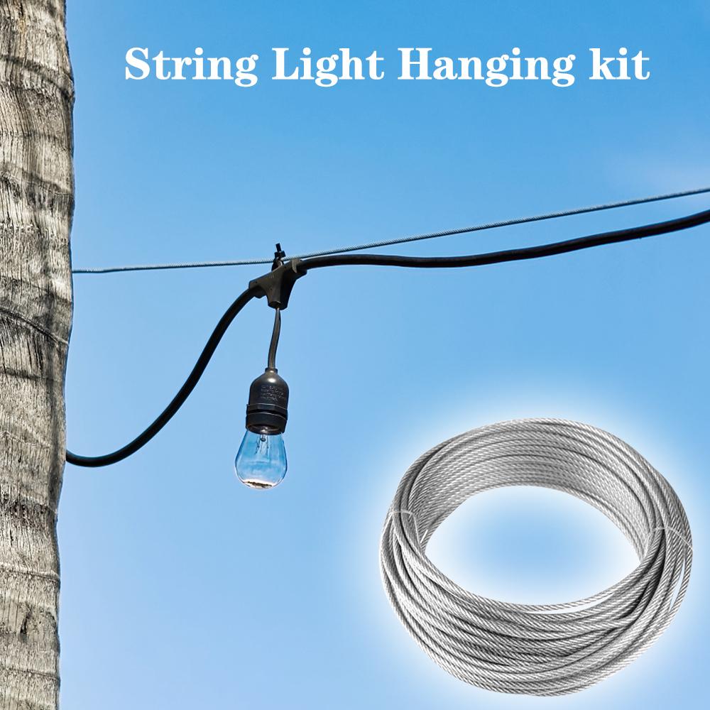 String Light Hanging Kit Stainless Steel Steel Wire Rope Heavy Duty String Lights Suspension Tool