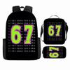 Large Capacity Schoolbag with Shoulder Strap; Student Three-piece Pencil Case Set