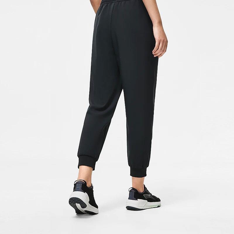 Li Ning Fitness Series Solid Color Cuffed Fleece Warm Water-Resistant Loose Knit Sports Pants Women Pants Black AYKT652-1