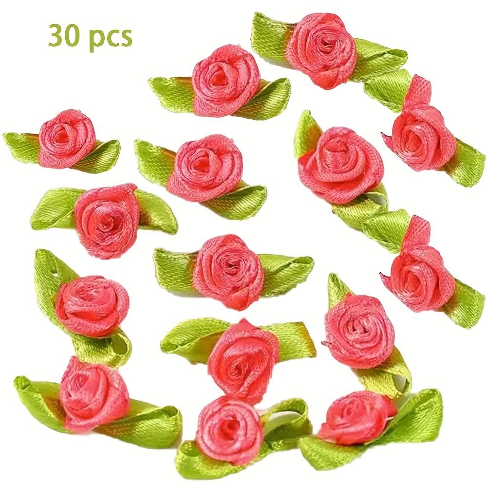 30 ks Kávové stuhové růže Mini růžičky pro tvoření Malé saténové mašličky Růže Umělé květiny.