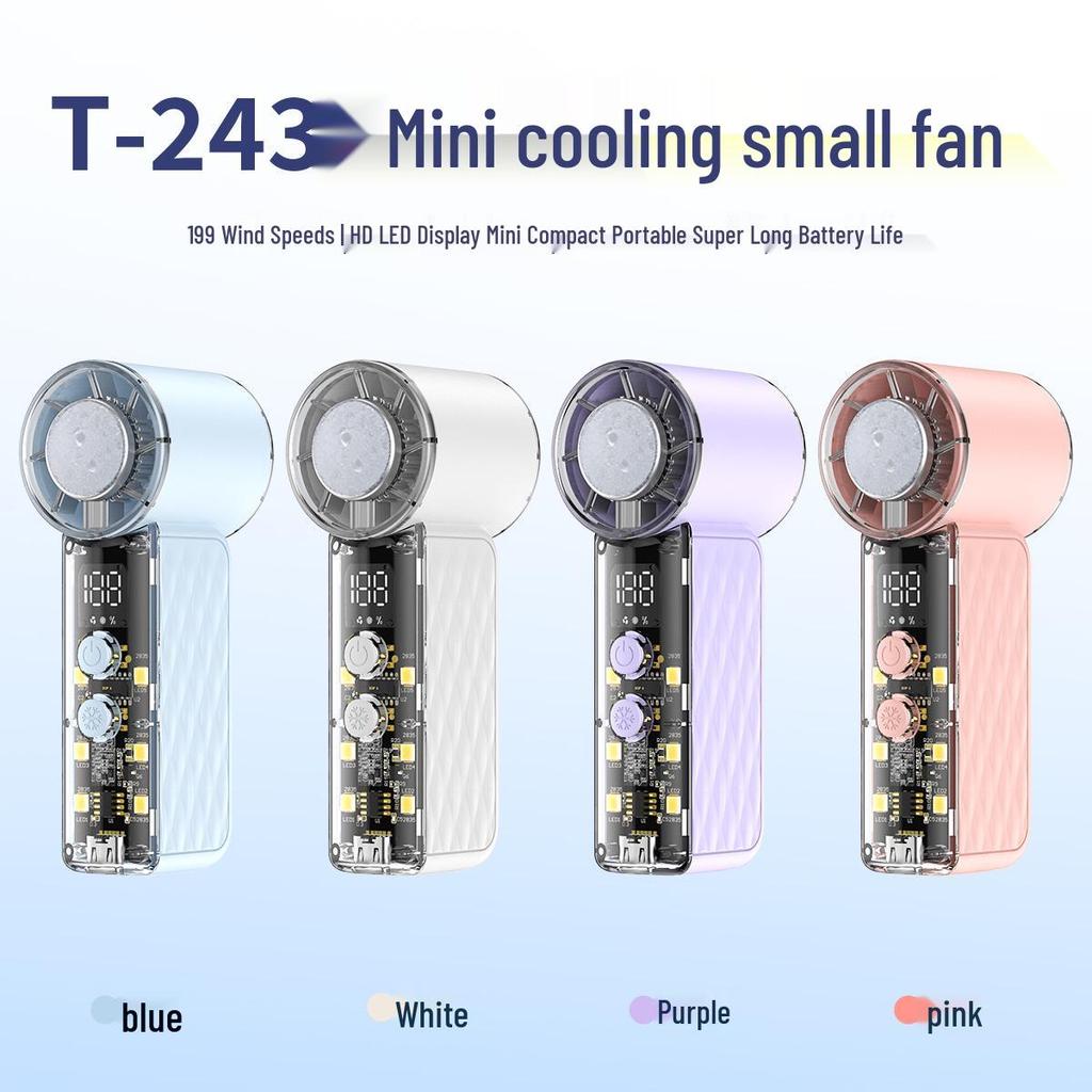 Portable USB Handheld Fan, T243 High-Speed Turbine Cooling, Compact Outdoor Ice Compress