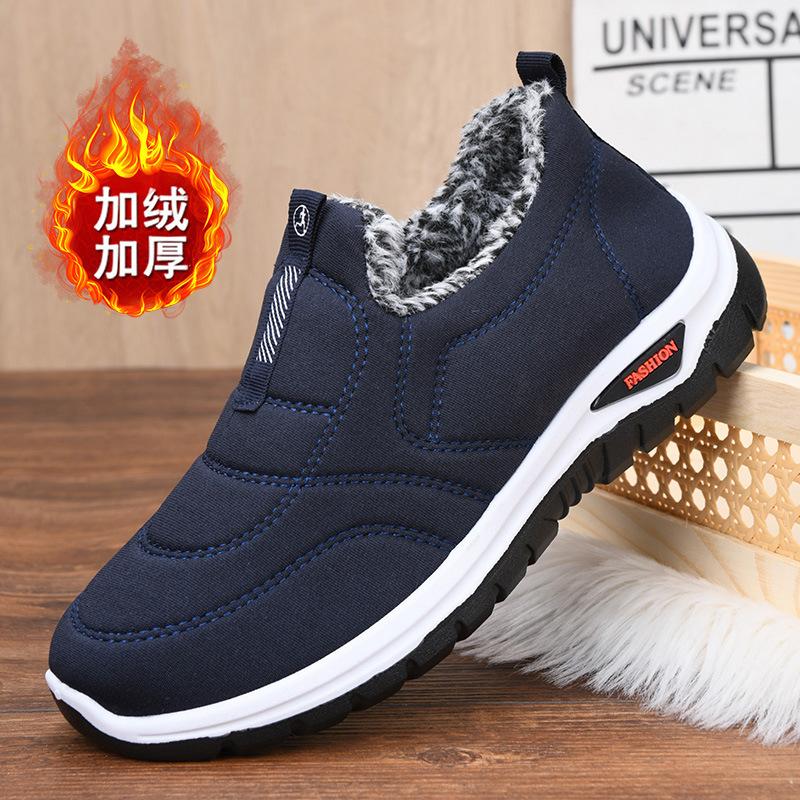 2025 winter cloth shoes men's cotton shoes fleece thickened walking men's shoes middle-aged and elderly shoes non-slip shoes