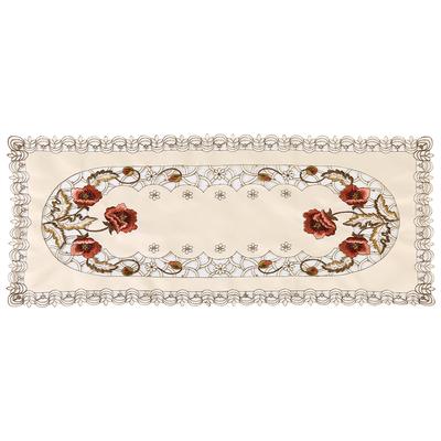 Roter floraler, hohler, bestickter Tischläufer, Tischdecke, Cutwork-Tischdekoration